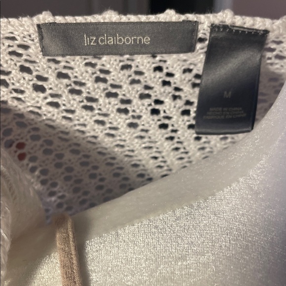 Liz Claiborne White Open-Knit Cardigan - Picture 2 of 4